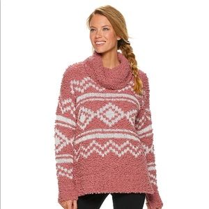 Sonoma | Pink/White Popo Cowlneck Pullover Sweater